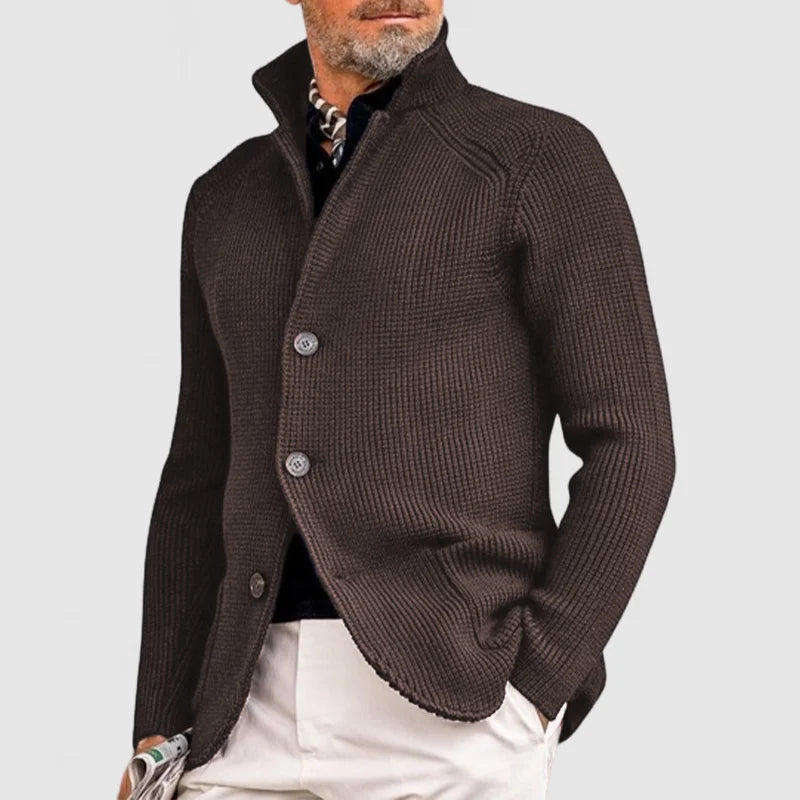 Marco | Classic Men's Button-Up Knit Jacket with High Collar