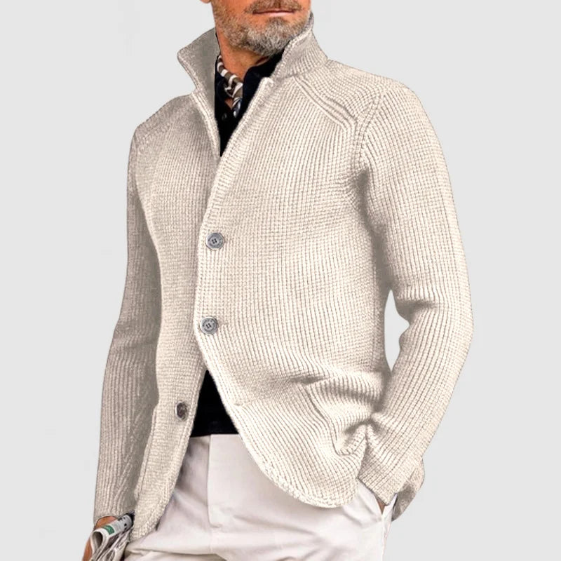 Marco | Classic Men's Button-Up Knit Jacket with High Collar