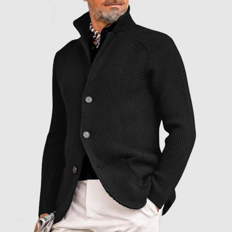 Marco | Classic Men's Button-Up Knit Jacket with High Collar