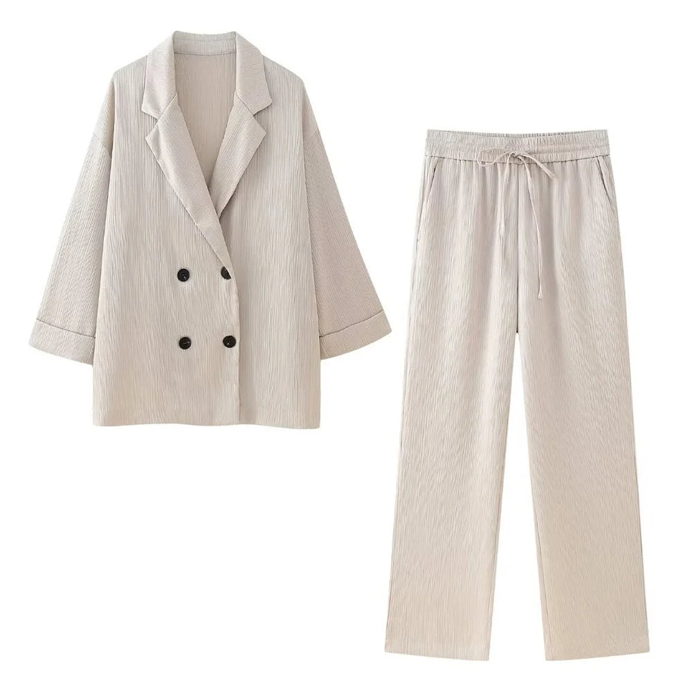 TARA | Elysian Chic Wrinkle-Effect Suit Set